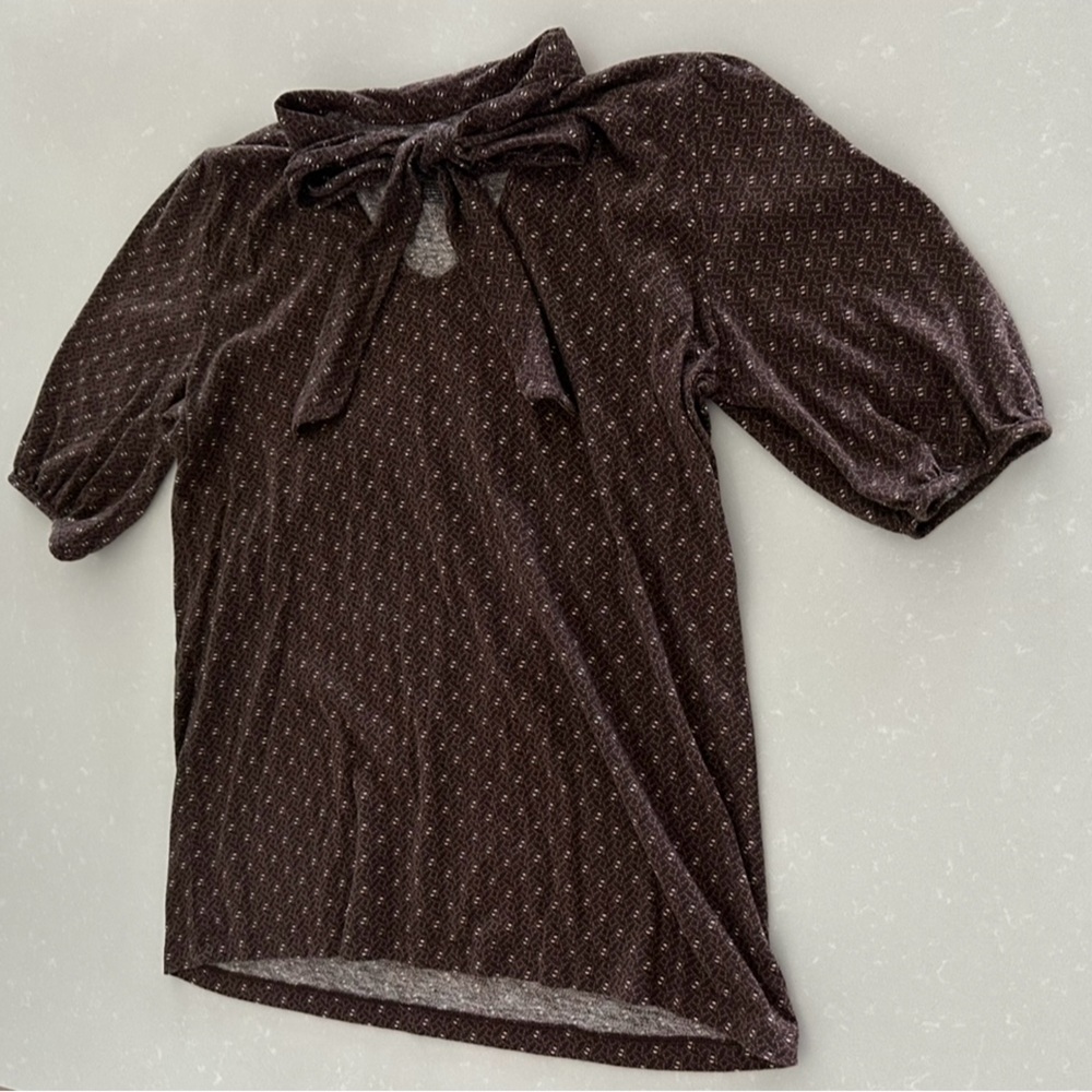 Coquette Brown Merona Blouse With Tie